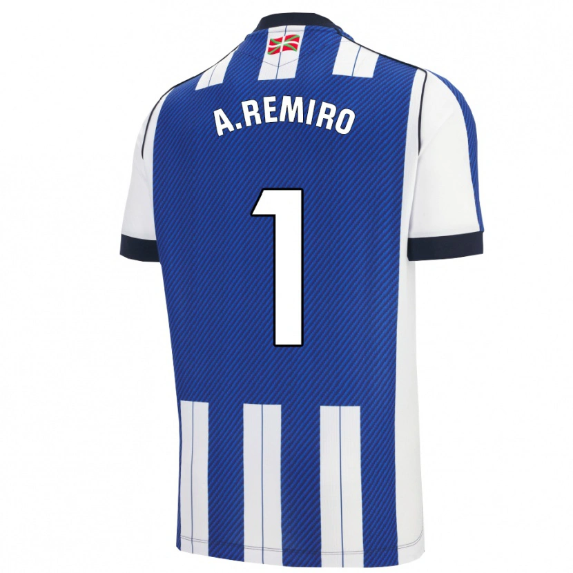 Danxen Femme Maillot Álex Remiro #1 Bleu Blanc Tenues Domicile 2025/26 T-Shirt