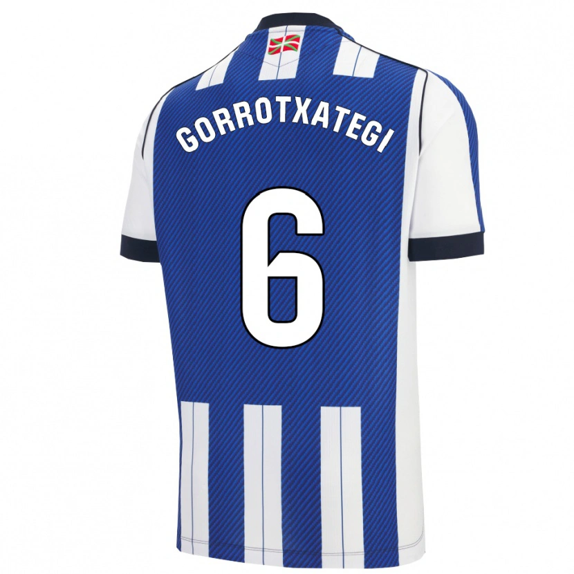 Danxen Femme Maillot Jon Gorrotxategi #6 Bleu Blanc Tenues Domicile 2025/26 T-Shirt