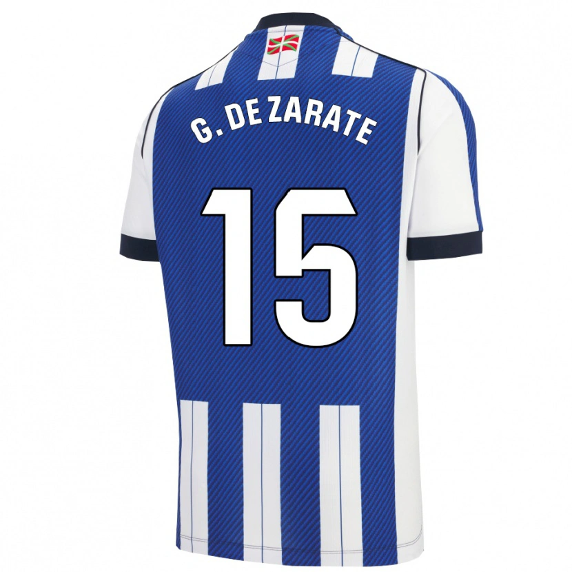 Danxen Femme Maillot Urko González De Zárate #15 Bleu Blanc Tenues Domicile 2025/26 T-Shirt