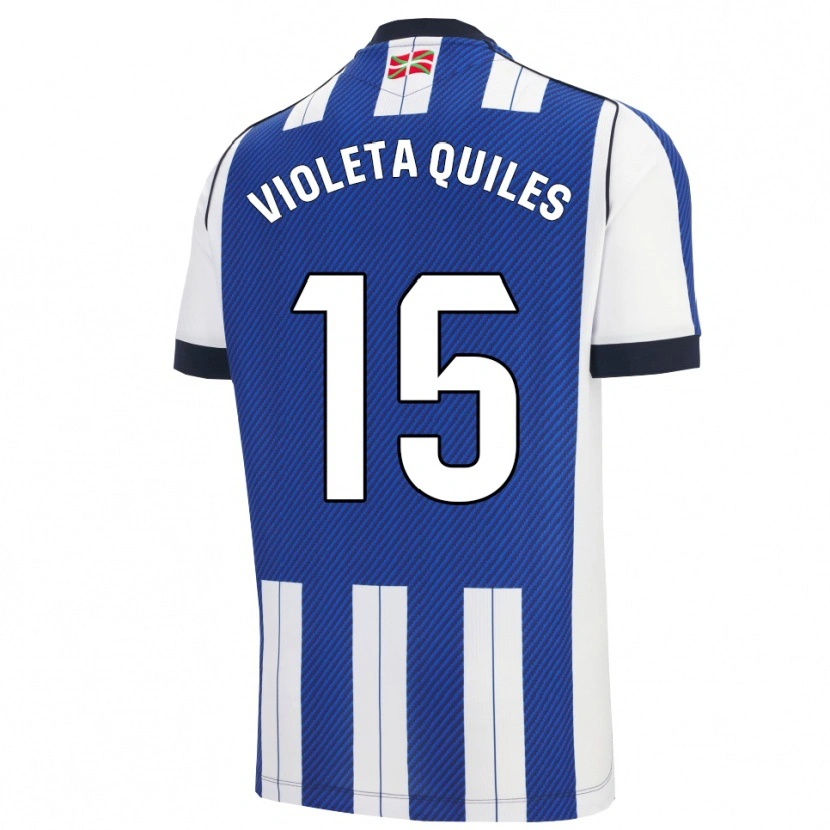 Danxen Femme Maillot Violeta Quiles #15 Bleu Blanc Tenues Domicile 2025/26 T-Shirt