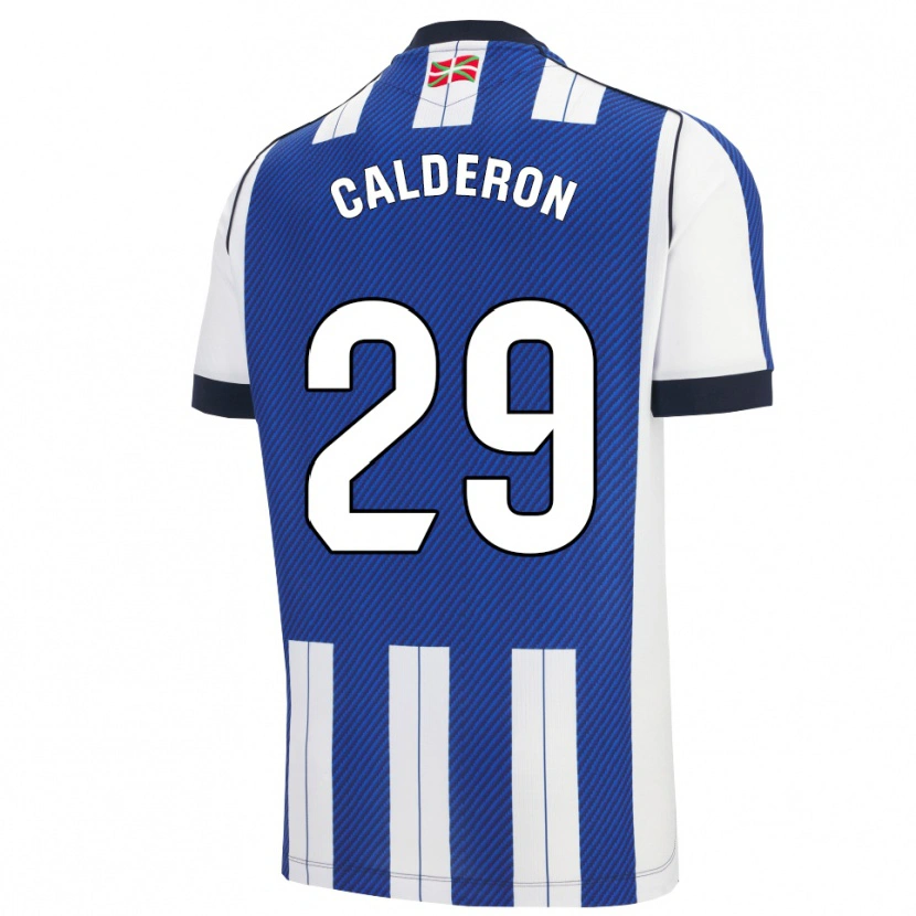 Danxen Femme Maillot Iker Calderon #29 Bleu Blanc Tenues Domicile 2025/26 T-Shirt