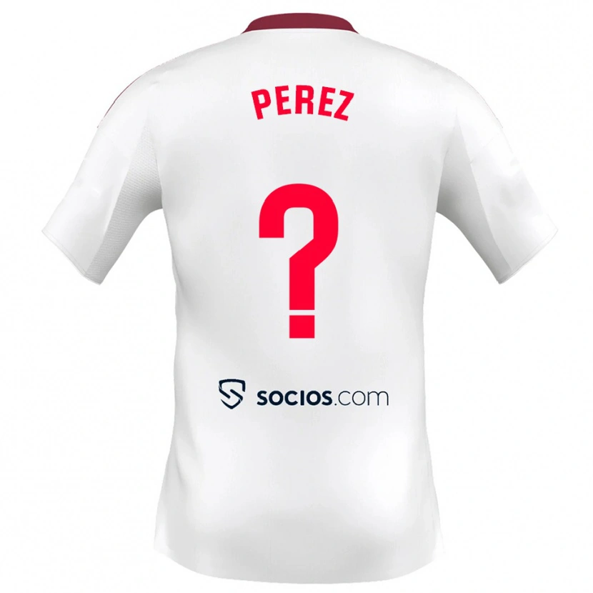 Danxen Femme Maillot Adrián Pérez #0 Blanc Rouge Tenues Domicile 2025/26 T-Shirt