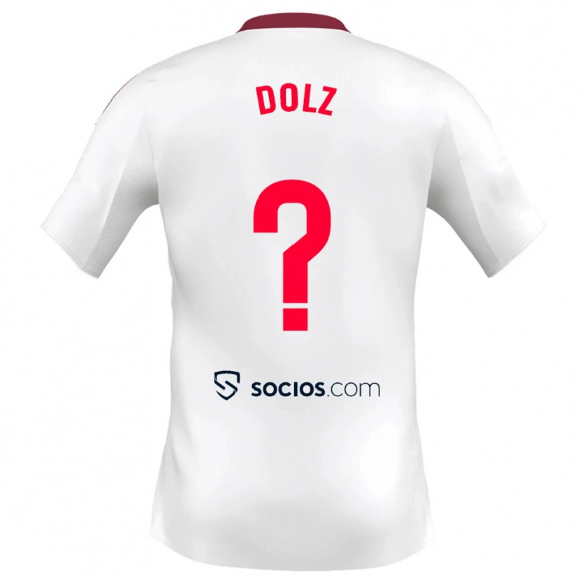 Danxen Femme Maillot Marc Dolz #0 Blanc Rouge Tenues Domicile 2025/26 T-Shirt