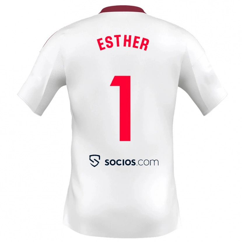 Danxen Femme Maillot Esther Sullastres Ayuso #1 Blanc Rouge Tenues Domicile 2025/26 T-Shirt