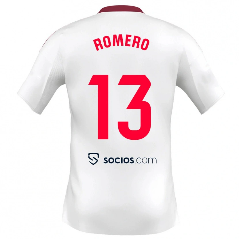Danxen Femme Maillot Rafael Romero #13 Blanc Rouge Tenues Domicile 2025/26 T-Shirt