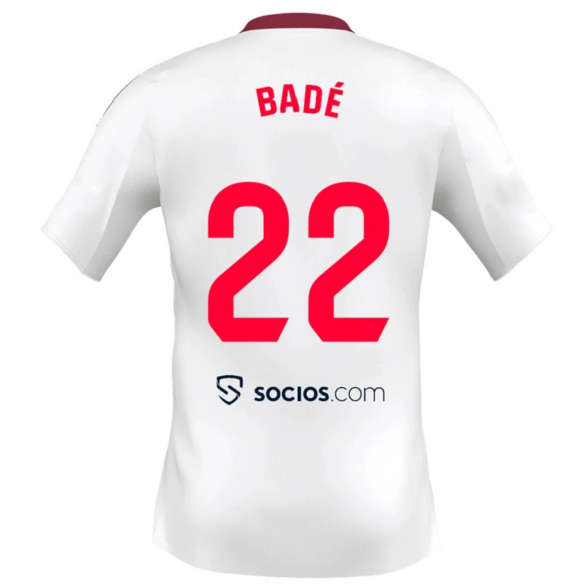 Danxen Femme Maillot Loïc Badé #22 Blanc Rouge Tenues Domicile 2025/26 T-Shirt