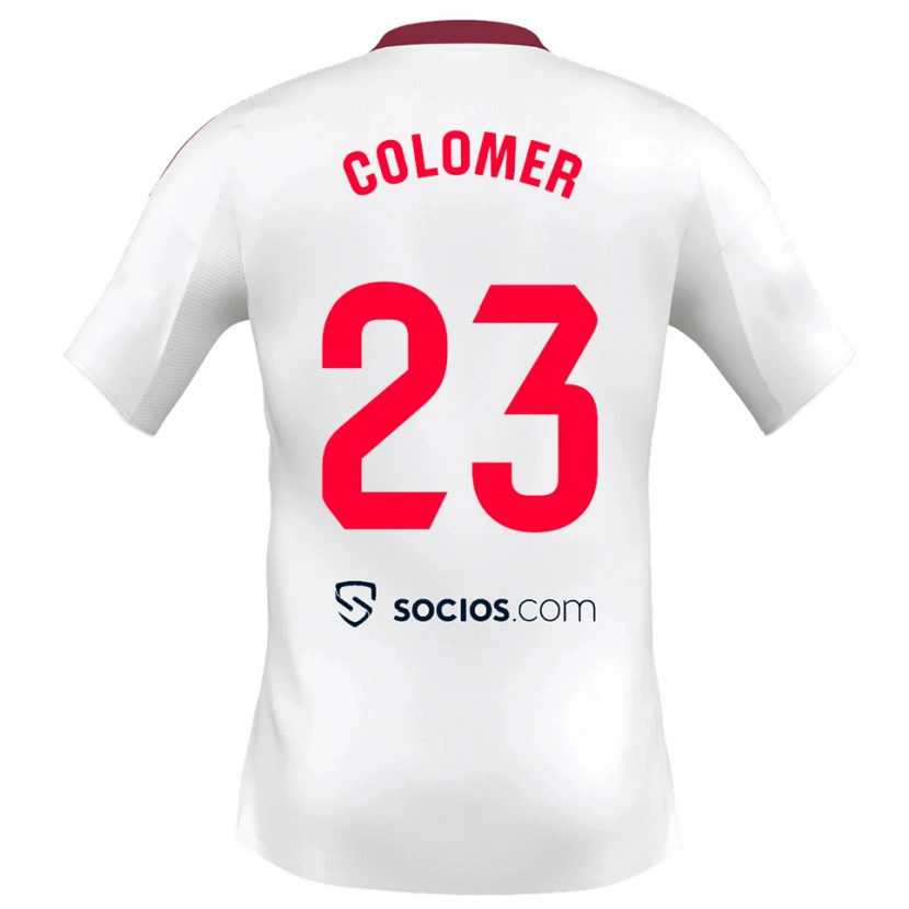 Danxen Femme Maillot Carlos Colomer #23 Blanc Rouge Tenues Domicile 2025/26 T-Shirt