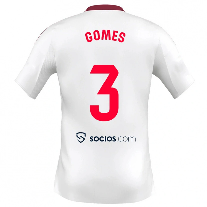 Danxen Femme Maillot Diana Gomes #3 Blanc Rouge Tenues Domicile 2025/26 T-Shirt