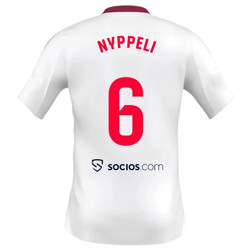 Danxen Femme Maillot Ramón Nyppeli #6 Blanc Rouge Tenues Domicile 2025/26 T-Shirt
