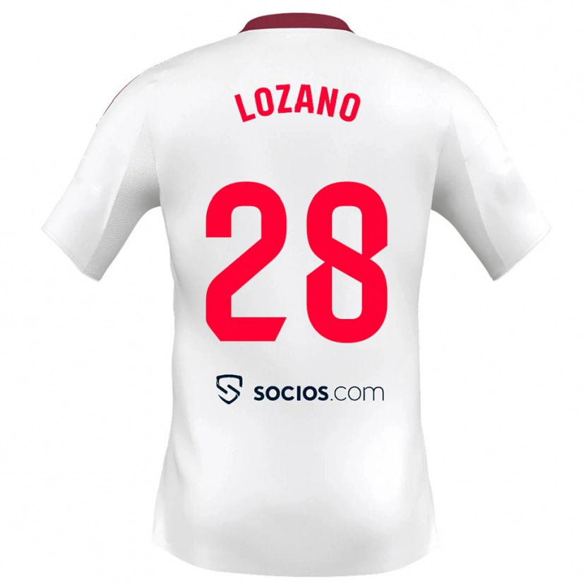 Danxen Femme Maillot Elena Lozano #28 Blanc Rouge Tenues Domicile 2025/26 T-Shirt