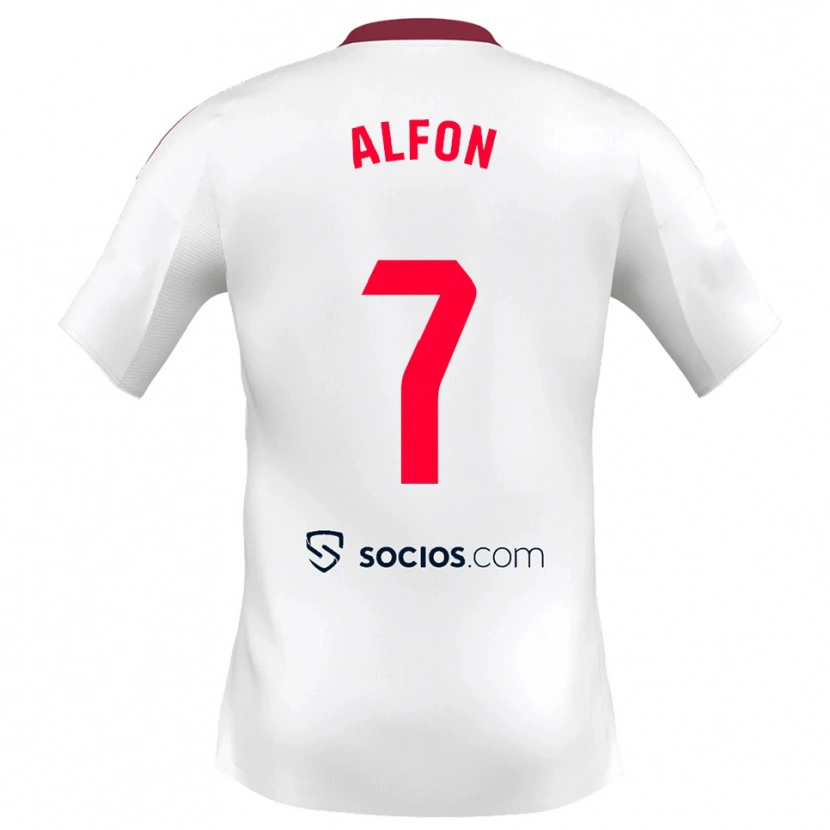 Danxen Femme Maillot Alfon González #7 Blanc Rouge Tenues Domicile 2025/26 T-Shirt
