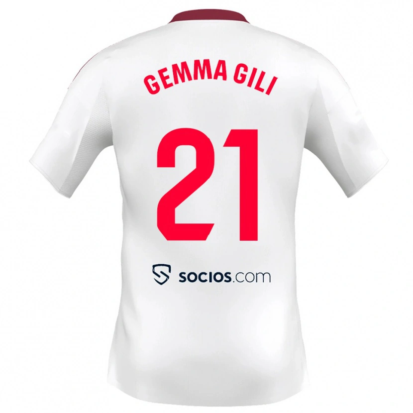 Danxen Femme Maillot Gemma Gili Giner #21 Blanc Rouge Tenues Domicile 2025/26 T-Shirt