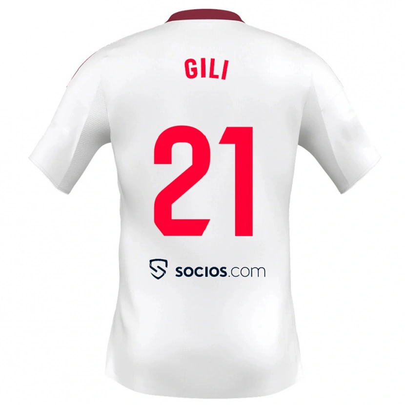 Danxen Femme Maillot Gemma Gili #21 Blanc Rouge Tenues Domicile 2025/26 T-Shirt