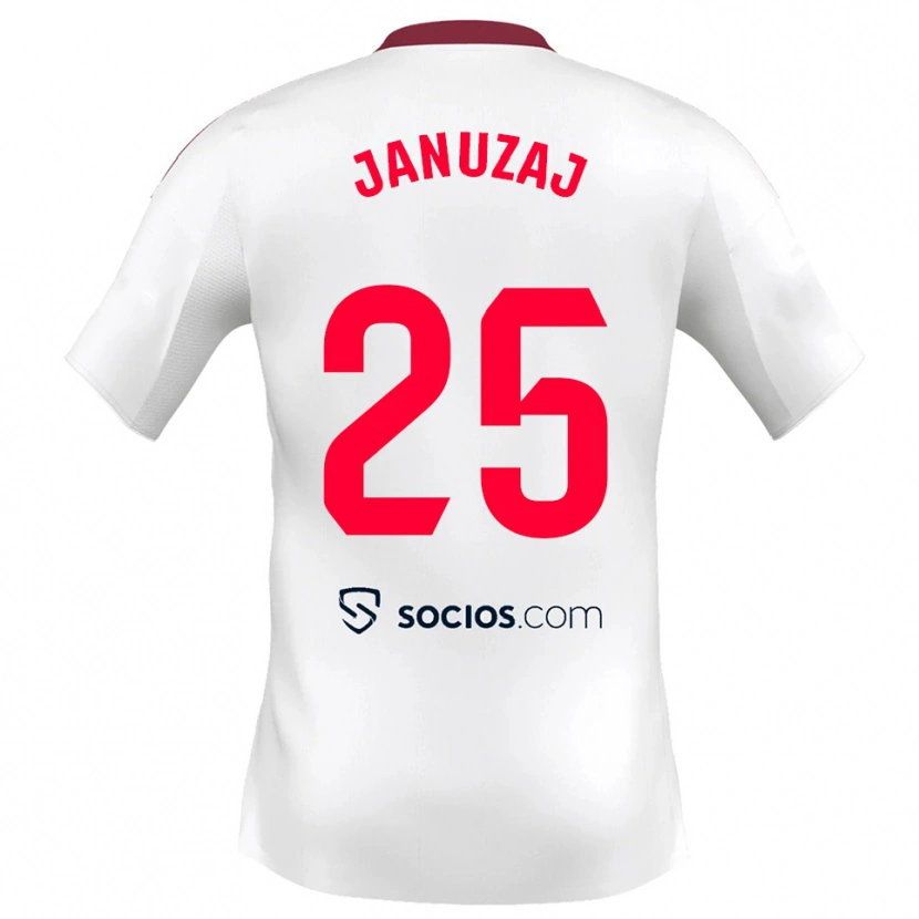 Danxen Femme Maillot Adnan Januzaj #25 Blanc Rouge Tenues Domicile 2025/26 T-Shirt