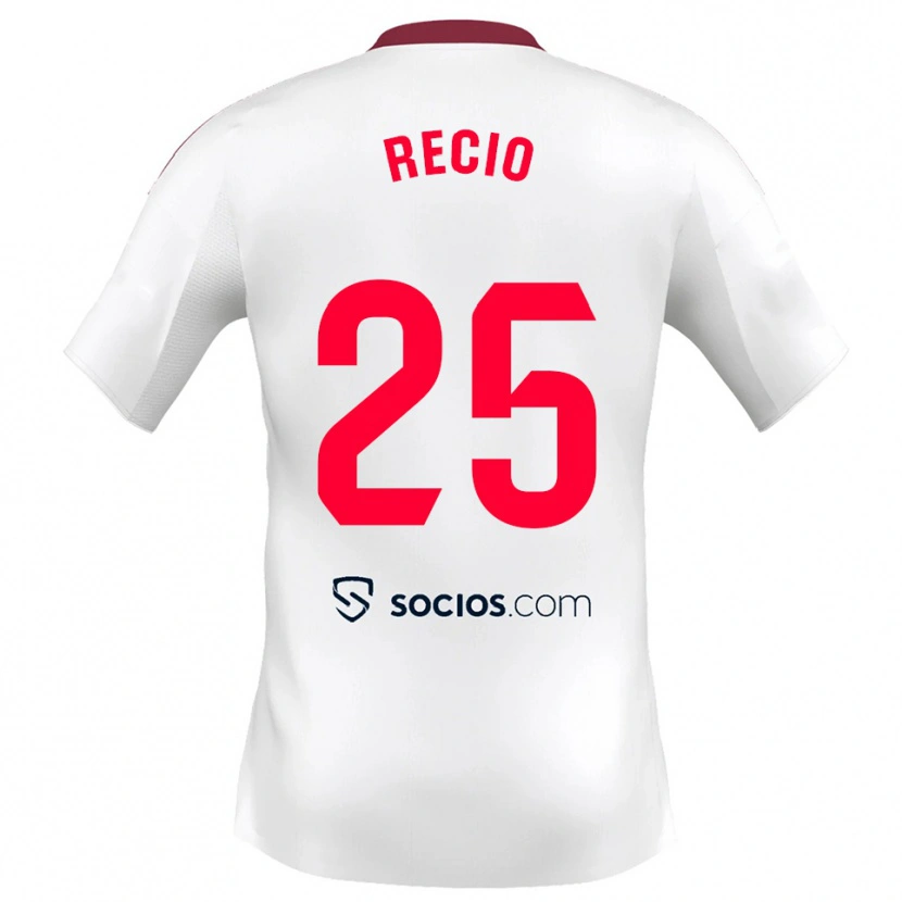 Danxen Femme Maillot Sergio Recio #25 Blanc Rouge Tenues Domicile 2025/26 T-Shirt