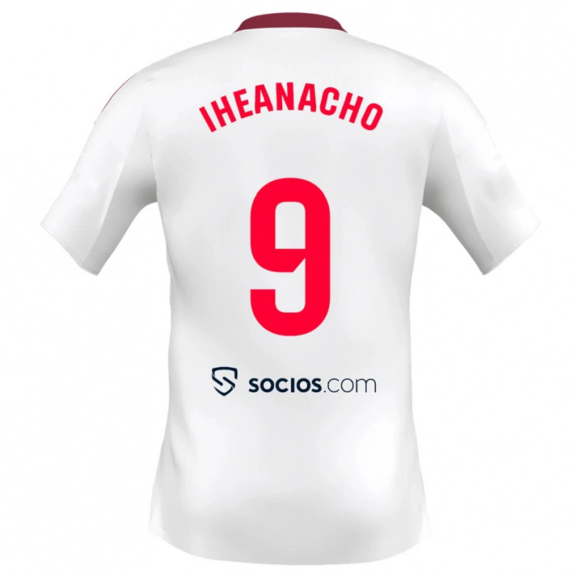 Danxen Femme Maillot Kelechi Iheanacho #9 Blanc Rouge Tenues Domicile 2025/26 T-Shirt