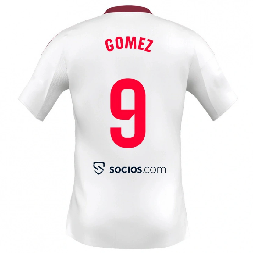 Danxen Femme Maillot Raúl Gómez #9 Blanc Rouge Tenues Domicile 2025/26 T-Shirt