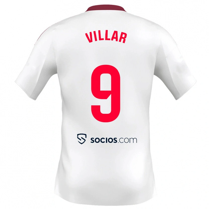 Danxen Femme Maillot Iker Villar #9 Blanc Rouge Tenues Domicile 2025/26 T-Shirt
