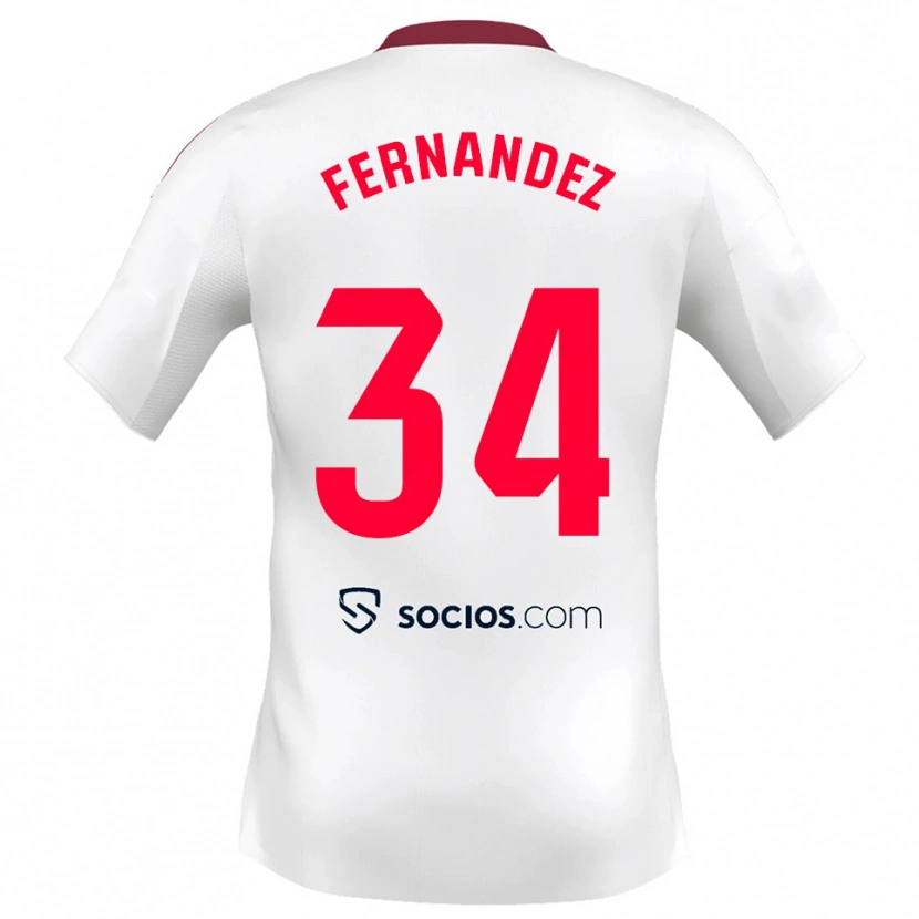 Danxen Femme Maillot Marc Fernández #34 Blanc Rouge Tenues Domicile 2025/26 T-Shirt