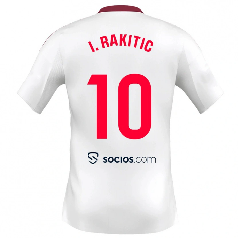 Danxen Femme Maillot Ivan Rakitic #10 Blanc Rouge Tenues Domicile 2025/26 T-Shirt