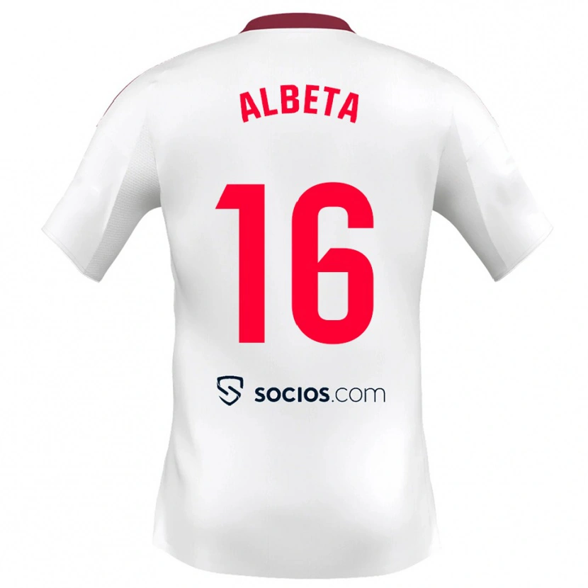 Danxen Femme Maillot Alba López Pérez #16 Blanc Rouge Tenues Domicile 2025/26 T-Shirt