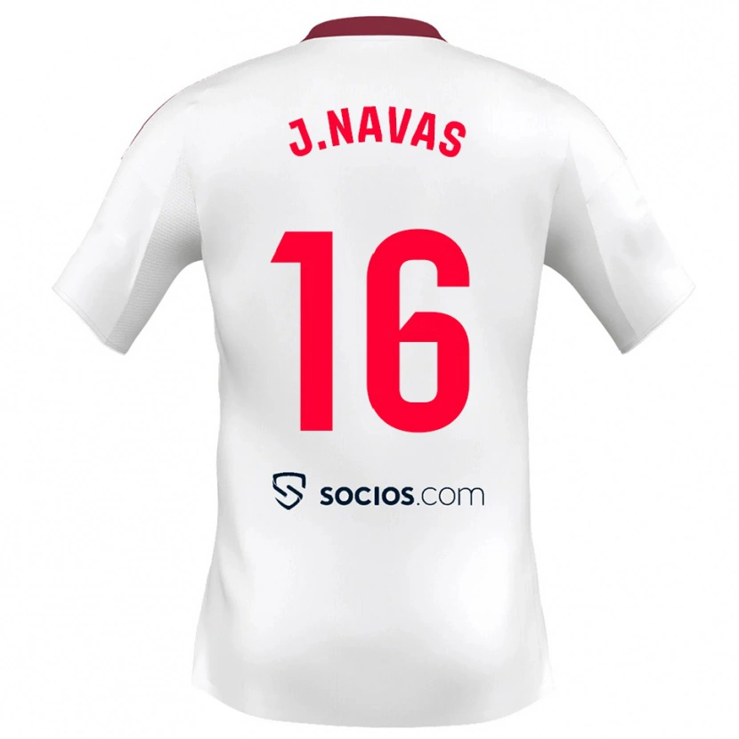 Danxen Femme Maillot Jesus Navas #16 Blanc Rouge Tenues Domicile 2025/26 T-Shirt