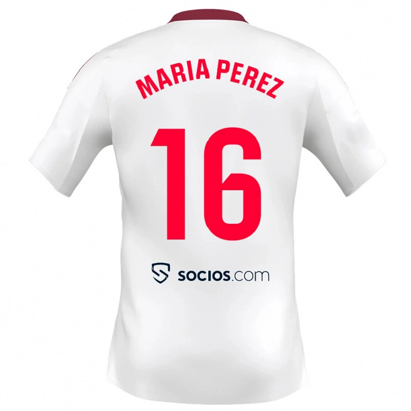 Danxen Femme Maillot María Pérez Rabaza #16 Blanc Rouge Tenues Domicile 2025/26 T-Shirt