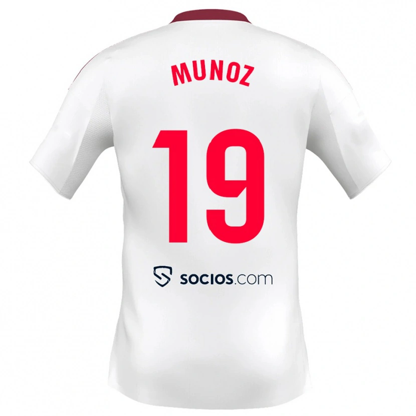 Danxen Femme Maillot Iker Muñoz #19 Blanc Rouge Tenues Domicile 2025/26 T-Shirt