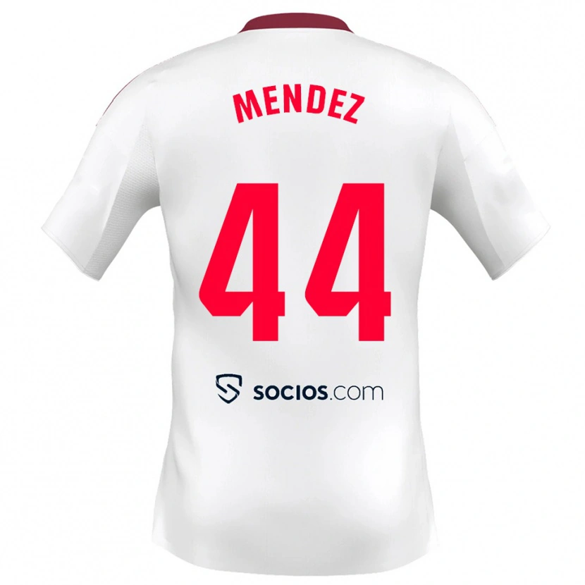 Danxen Femme Maillot Tomas Mendez #44 Blanc Rouge Tenues Domicile 2025/26 T-Shirt