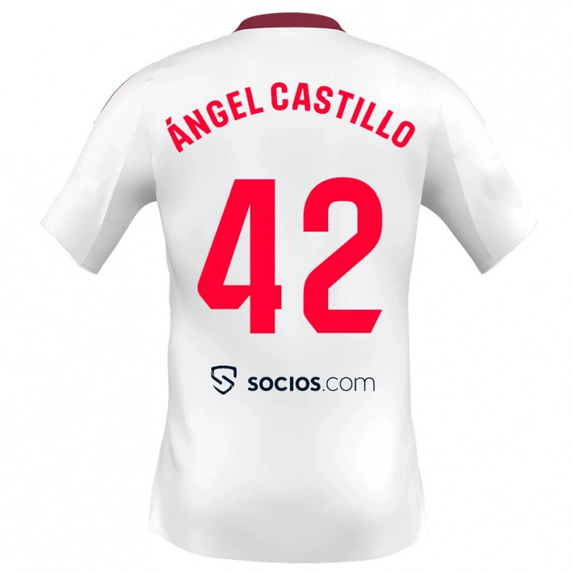 Danxen Femme Maillot Manuel Ángel Castillo #42 Blanc Rouge Tenues Domicile 2025/26 T-Shirt