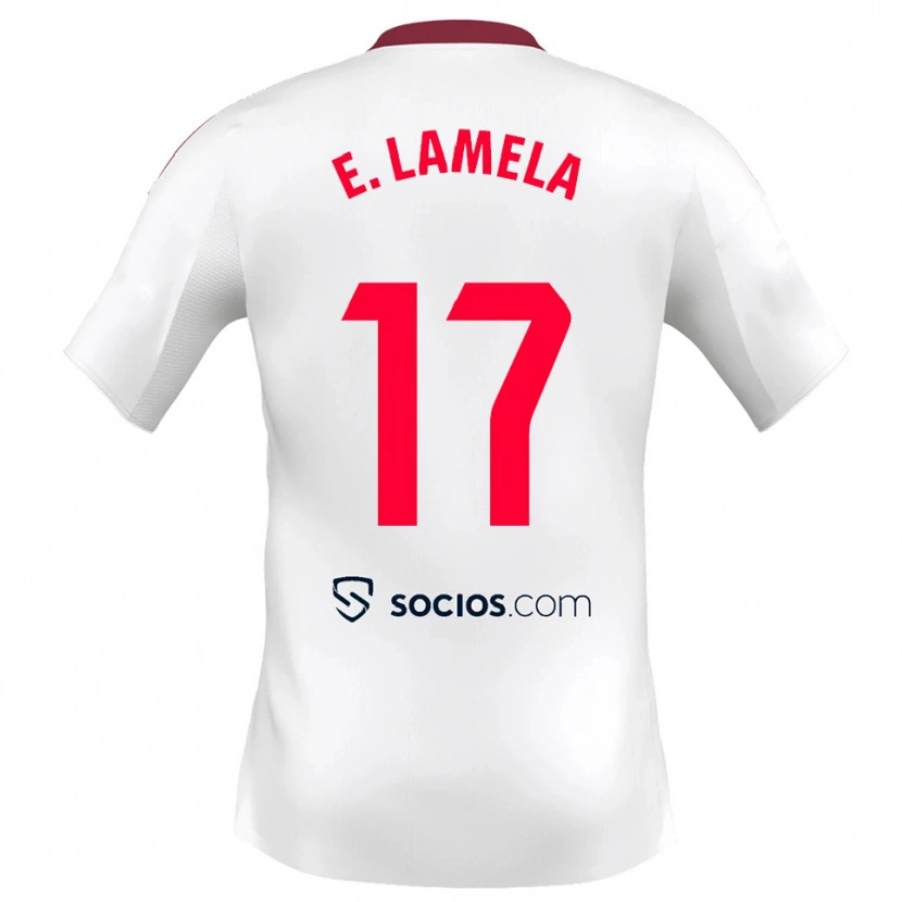 Danxen Femme Maillot Erik Lamela #17 Blanc Rouge Tenues Domicile 2025/26 T-Shirt
