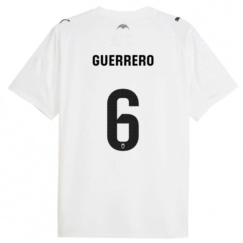 Danxen Femme Maillot Paula Guerrero #6 Blanc Noir Tenues Domicile 2025/26 T-Shirt