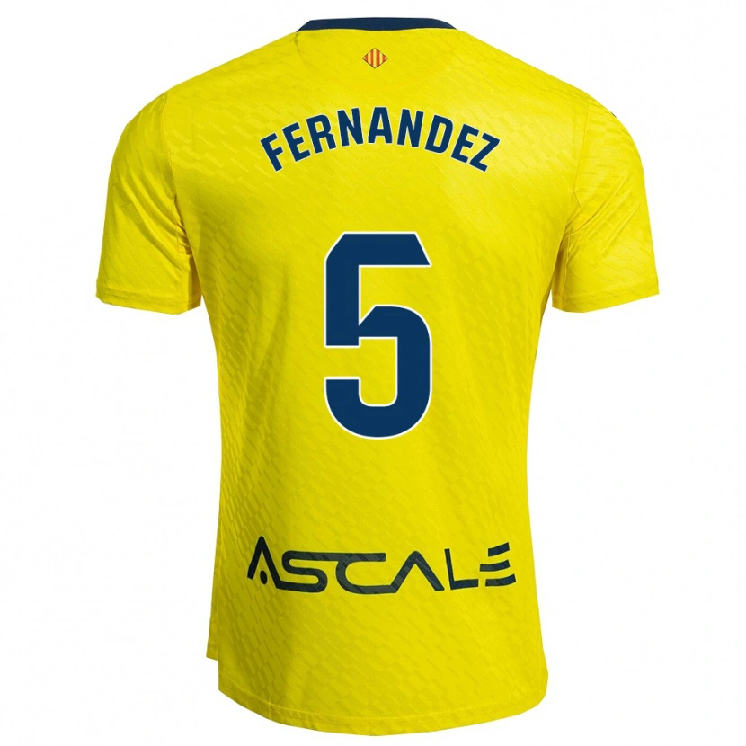 Danxen Femme Maillot Álvaro Fernández #5 Jaune Marine Tenues Domicile 2025/26 T-Shirt