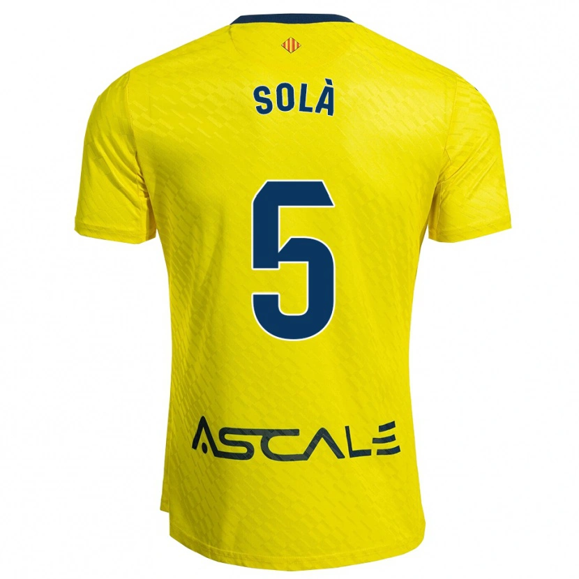 Danxen Femme Maillot Arnau Solà #5 Jaune Marine Tenues Domicile 2025/26 T-Shirt