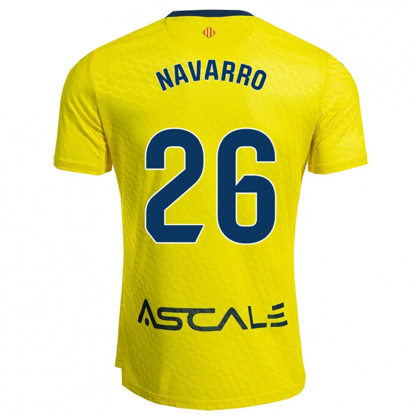Danxen Femme Maillot Pau Navarro #26 Jaune Marine Tenues Domicile 2025/26 T-Shirt