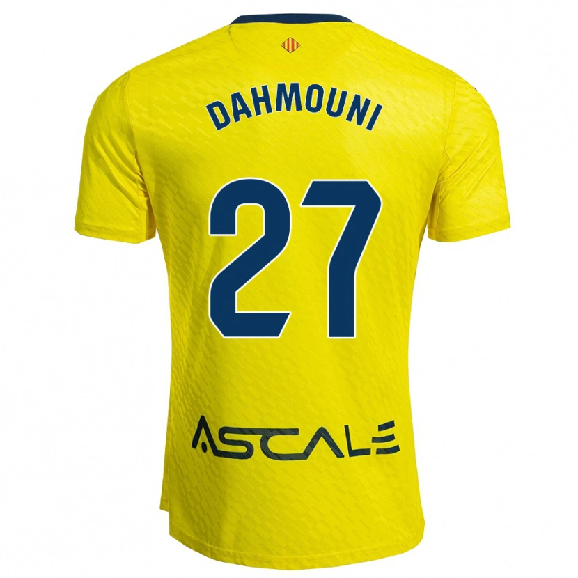 Danxen Femme Maillot Moha Dahmouni #27 Jaune Marine Tenues Domicile 2025/26 T-Shirt