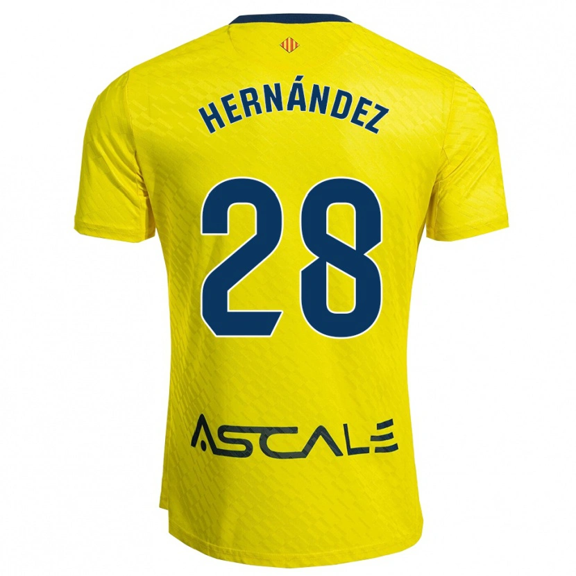 Danxen Femme Maillot Gerard Hernández #28 Jaune Marine Tenues Domicile 2025/26 T-Shirt