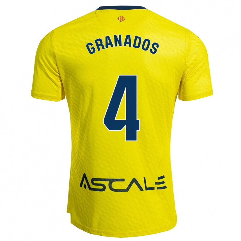 Danxen Femme Maillot Carlos Granados #4 Jaune Marine Tenues Domicile 2025/26 T-Shirt