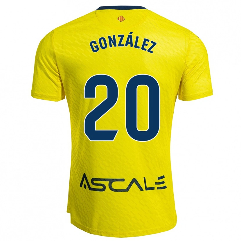 Danxen Femme Maillot Marcos González #20 Jaune Marine Tenues Domicile 2025/26 T-Shirt