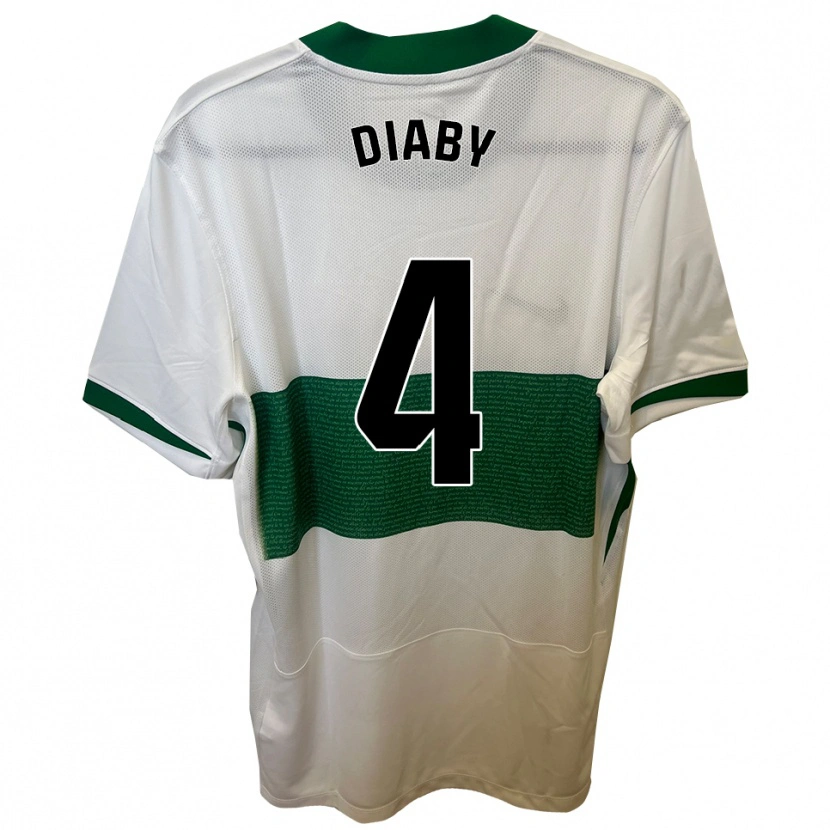 Danxen Femme Maillot Bambo Diaby #4 Blanc Vert Tenues Domicile 2025/26 T-Shirt