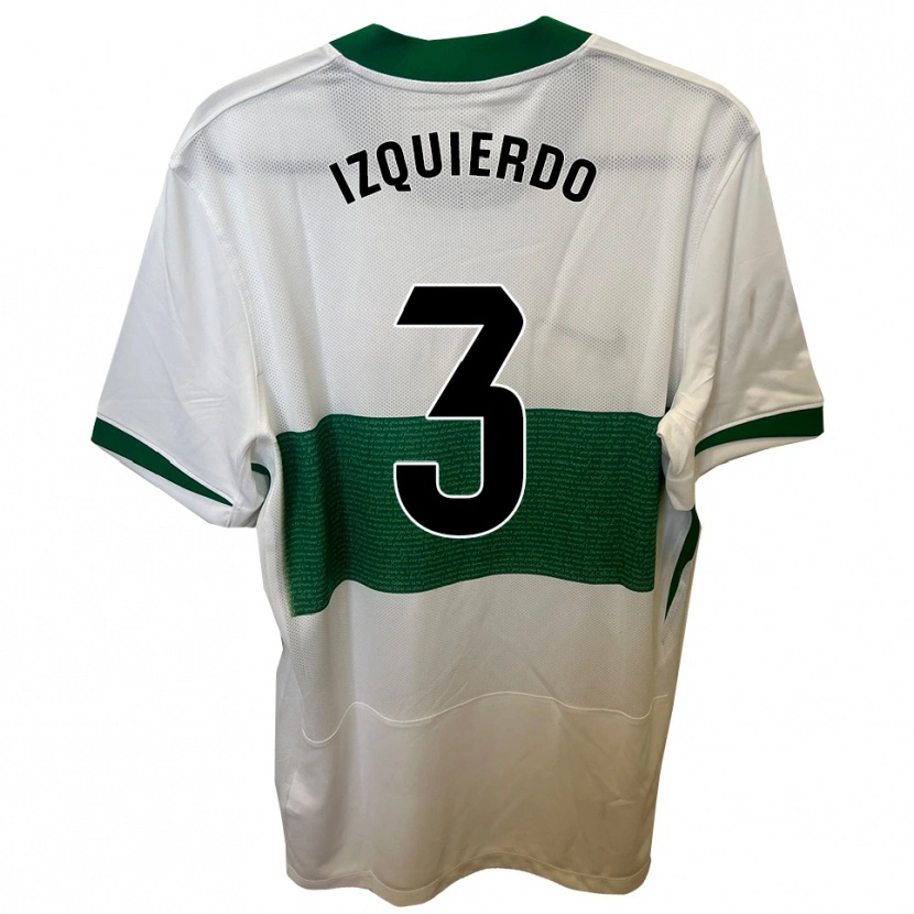 Danxen Femme Maillot Jairo Izquierdo #3 Blanc Vert Tenues Domicile 2025/26 T-Shirt
