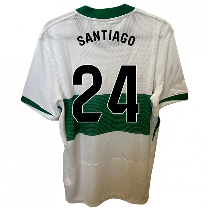 Danxen Femme Maillot Yago Santiago #24 Blanc Vert Tenues Domicile 2025/26 T-Shirt