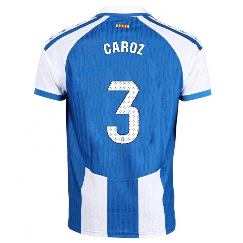 Danxen Femme Maillot Hugo Caroz #3 Bleu Blanc Tenues Domicile 2025/26 T-Shirt