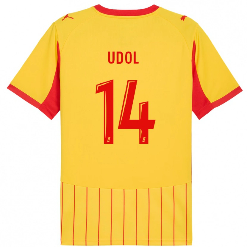 Danxen Femme Maillot Matthieu Udol #14 Jaune Rouge Tenues Domicile 2025/26 T-Shirt