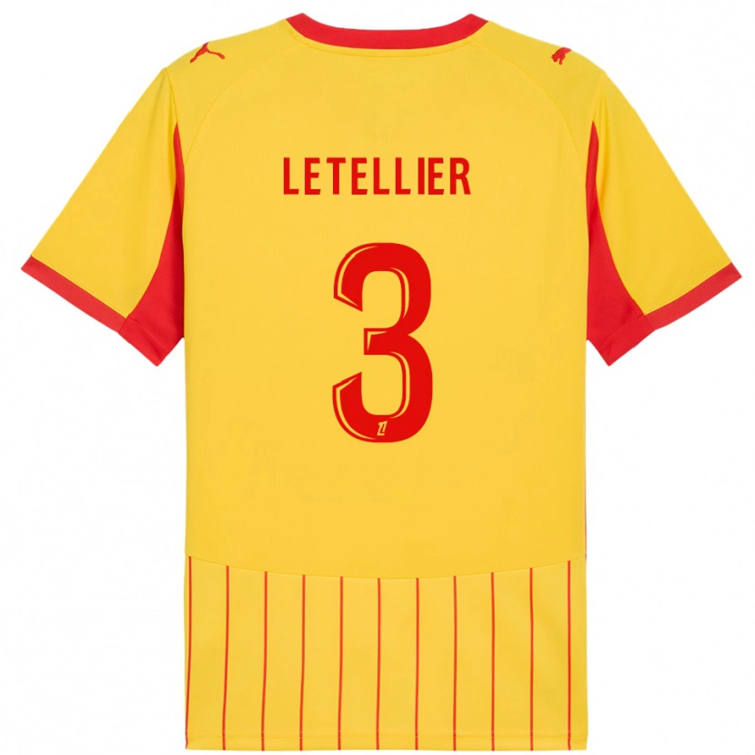 Danxen Femme Maillot Trévor Letellier #3 Jaune Rouge Tenues Domicile 2025/26 T-Shirt