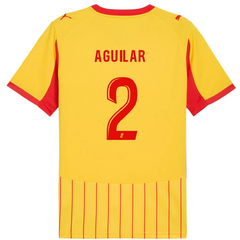 Danxen Femme Maillot Ruben Aguilar #2 Jaune Rouge Tenues Domicile 2025/26 T-Shirt