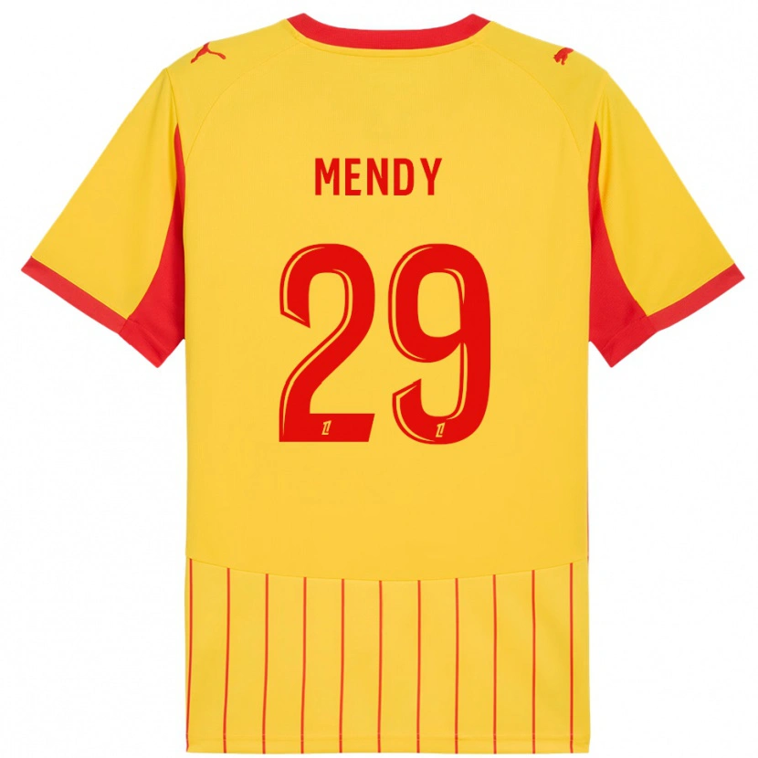 Danxen Femme Maillot Noëlie Mendy #29 Jaune Rouge Tenues Domicile 2025/26 T-Shirt