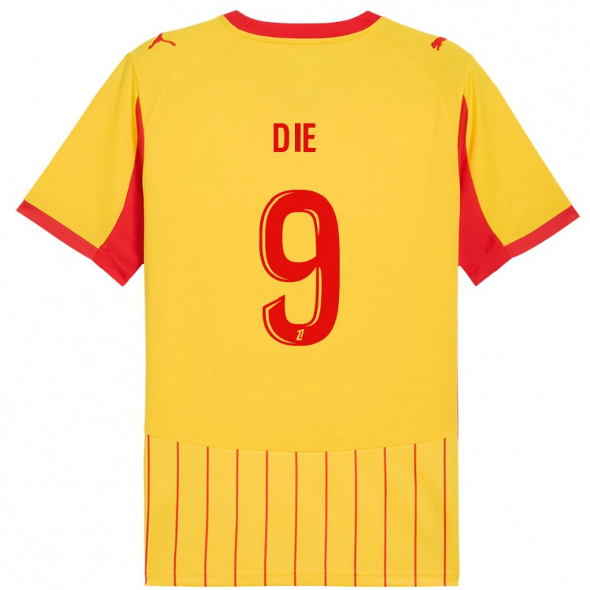 Danxen Femme Maillot Samuel Dié #9 Jaune Rouge Tenues Domicile 2025/26 T-Shirt
