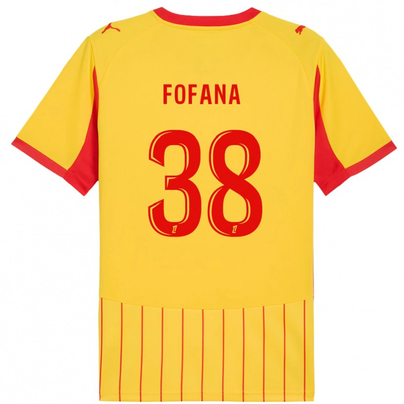 Danxen Femme Maillot Rayan Fofana #38 Jaune Rouge Tenues Domicile 2025/26 T-Shirt