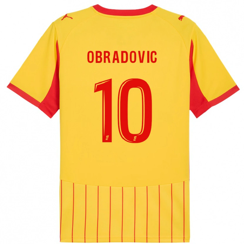 Danxen Femme Maillot Ognjen Obradovic #10 Jaune Rouge Tenues Domicile 2025/26 T-Shirt